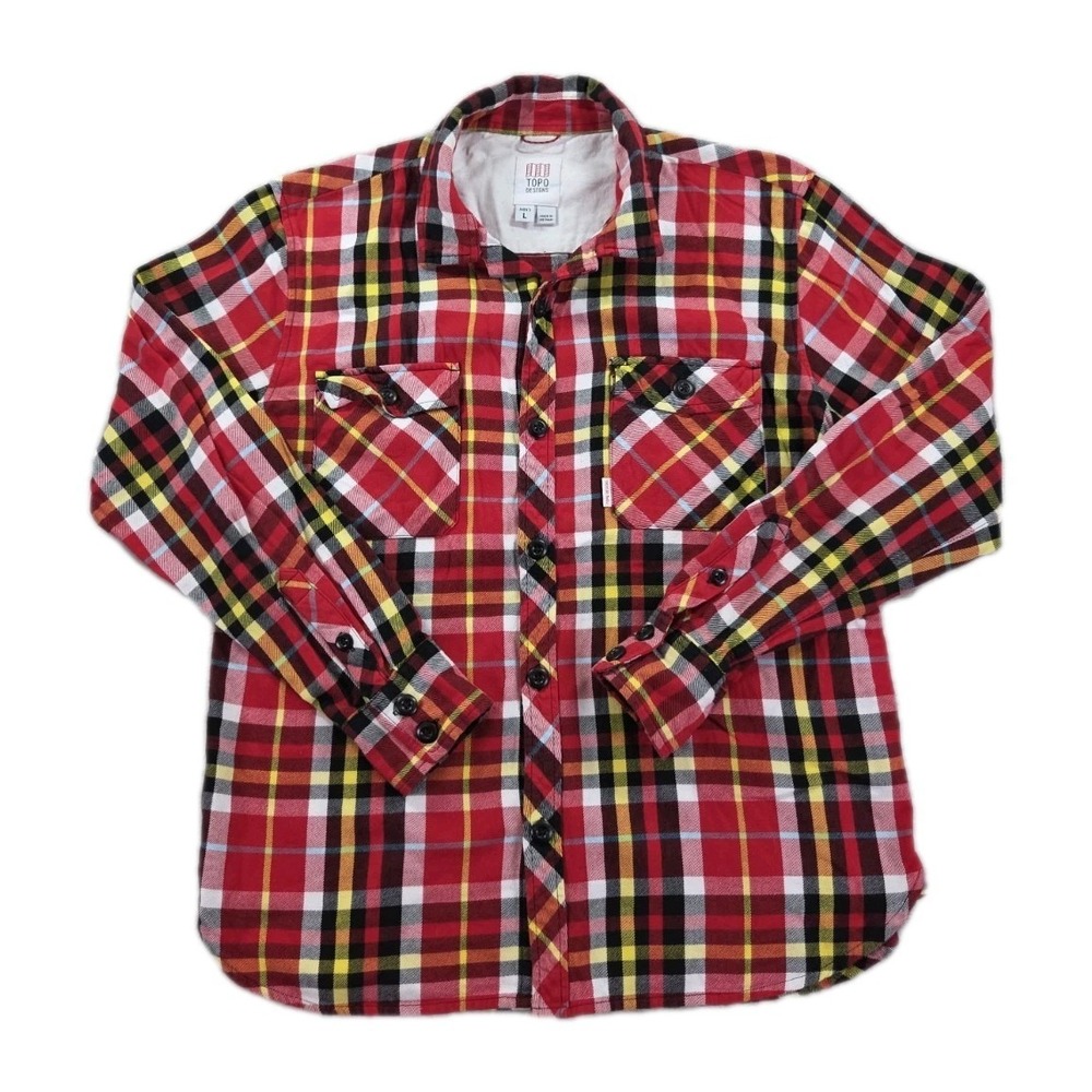 Topo Designs Shirt Mens Large Mountain Multicolor Button‎ Up Long Sleeve